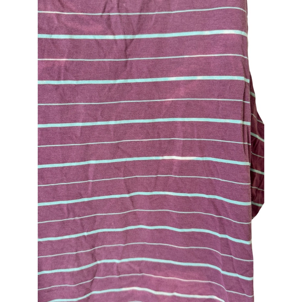 Feather Logo Mens Large Striped Cotton T-Shirt Purple Mint Green RN 66170
